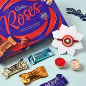 Captain America Rakhi with Cadbury Rose Chocolates