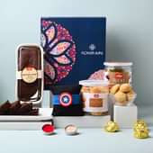 Captain America Rakhi With Cookies Dry Cake N Almond Rocks