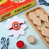 Captain America Rakhi With Kaju Burfi for Kids