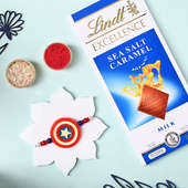 Captain America Rakhi With Lindt Chocolate