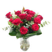 Captivating Bouquet Of 12 Crimson Roses