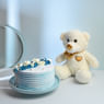 Captivating Vanilla Cake With Plush Teddy
