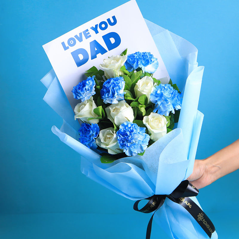Carnations In Blue Hues For Dad