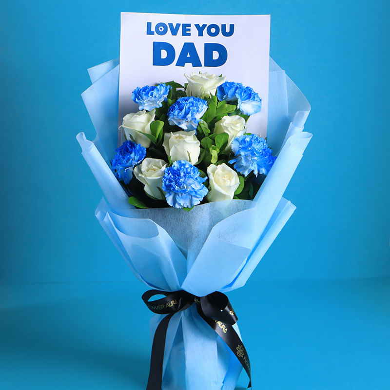 Carnations In Blue Hues For Dad