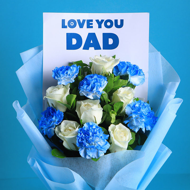 Carnations In Blue Hues For Dad