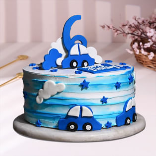 Cars N Clouds Theme Cake Online - Side View
