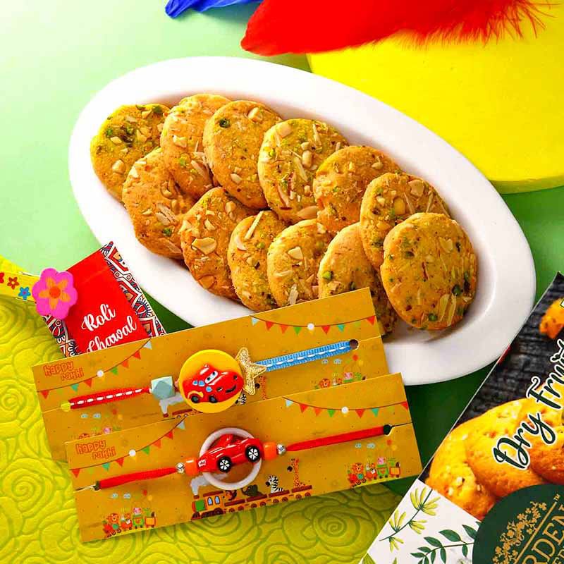 Cartoon Cars Rakhi & Cookie Combo