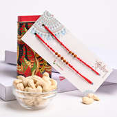 Buy Set of 2 rakhi online for Brother - Cashews With Rudraksh Beads Rakhis