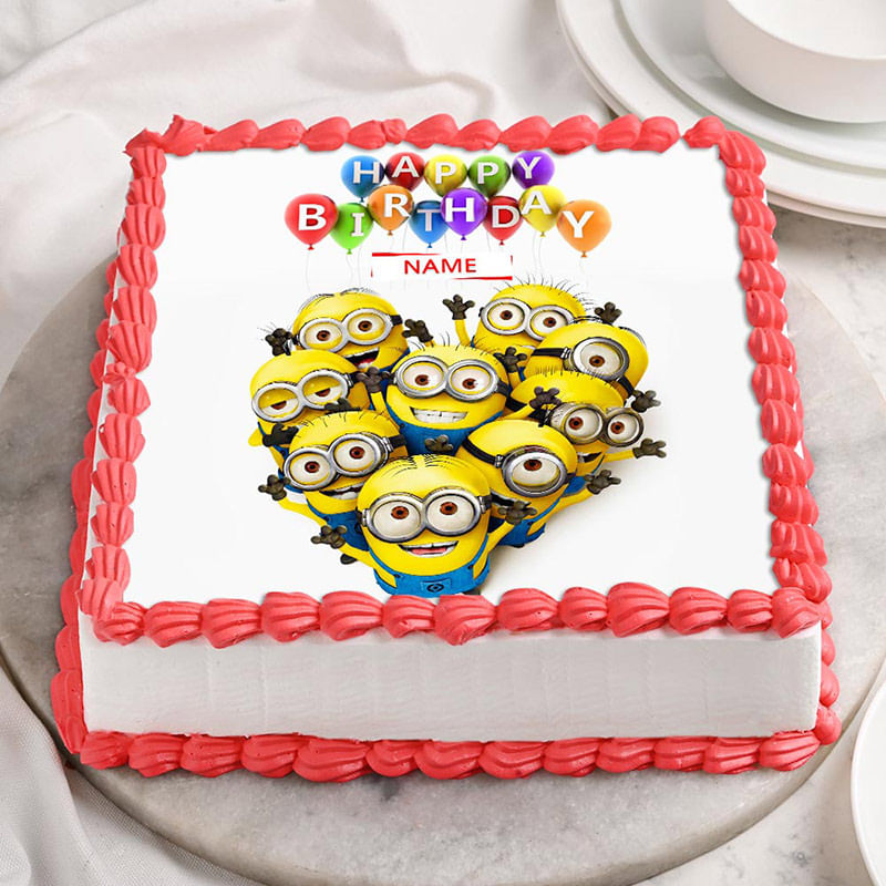 Minion Birthday Photo Cake For Children