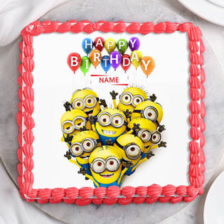 Minion Birthday Photo Cake For Children - Zoom View