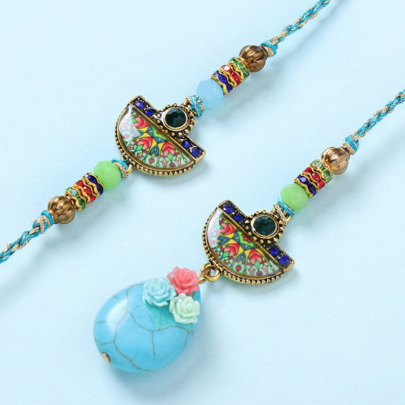 Celestial Mandala Stone Bhaiya Bhabhi Rakhi Set