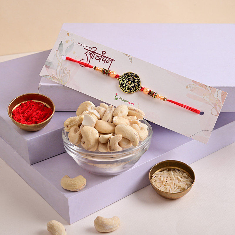 Traditional Rakhi With Cashew