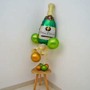 Lateral View of Champagne Bottle Foil Balloon