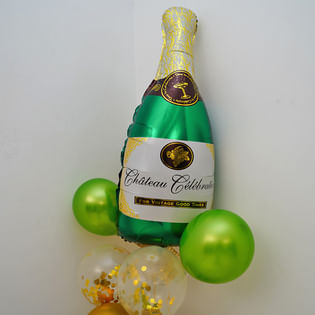 Zoom View of Champagne Bottle Foil Balloon