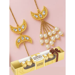 Chand Couple Rakhis With Ferrero Delight