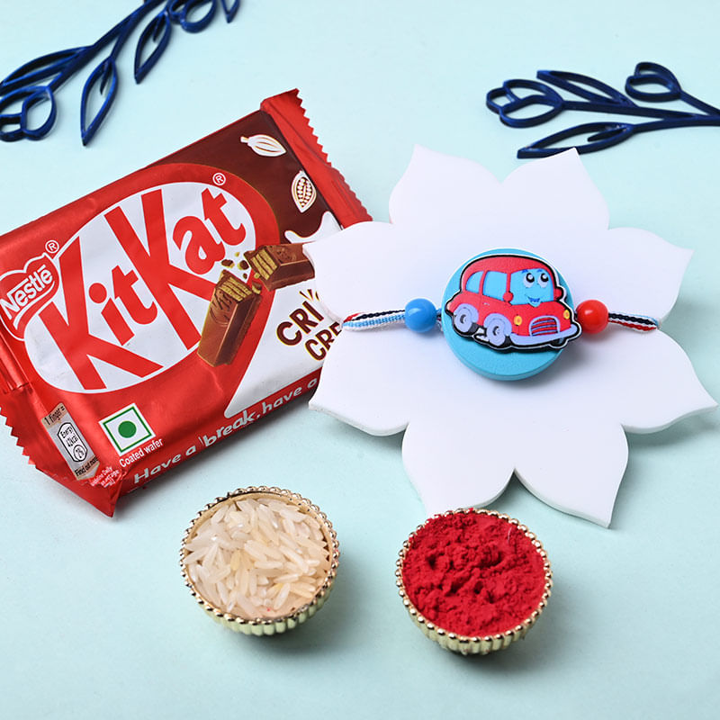 Charming Car Rakhi With Kitkat 