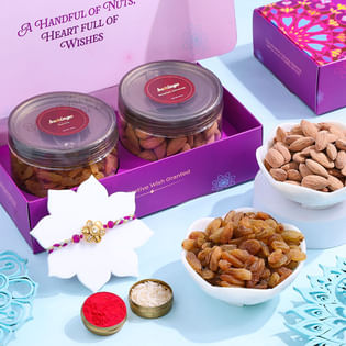 Charming Floral Rakhi With Almond Raisin Treats