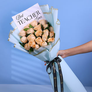 Charming Peach Rose Surprise for Teachers