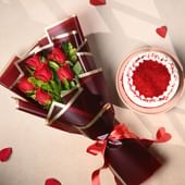 Charming Roses With Red Velvet Cake