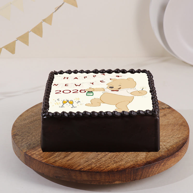 Cheerful Bear Choco New Year Cake
