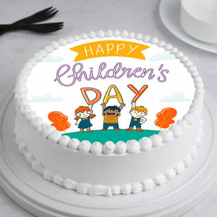 Cheerful Childrens Day Poster Cake