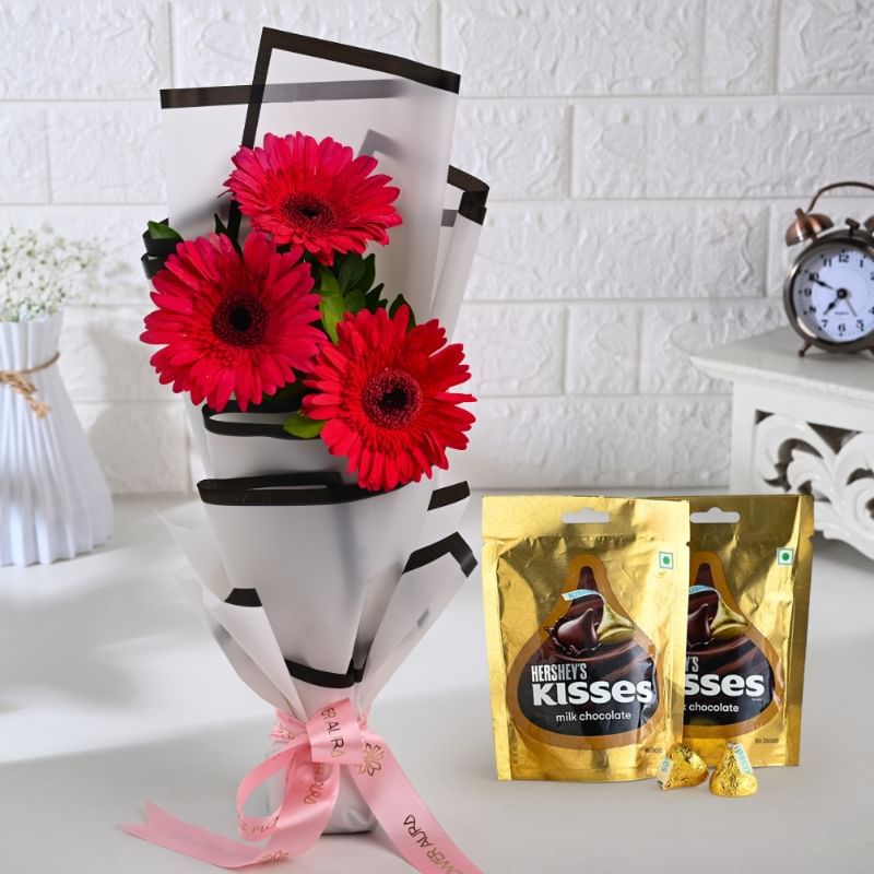 Cheerful Pink Gerberas N Chocolates