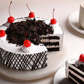 Eggless Black Forest Cake - Top View of Cake With Sliced