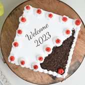 Front View of Cherry Topped New Year Cake online
