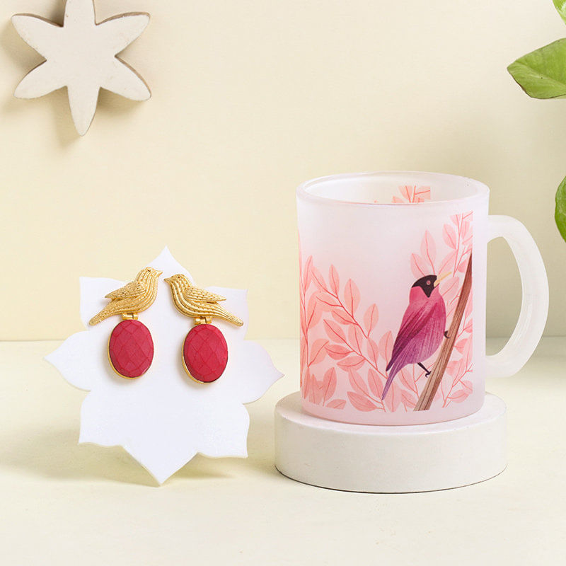 Chic Bird Earrings N Mug Duo