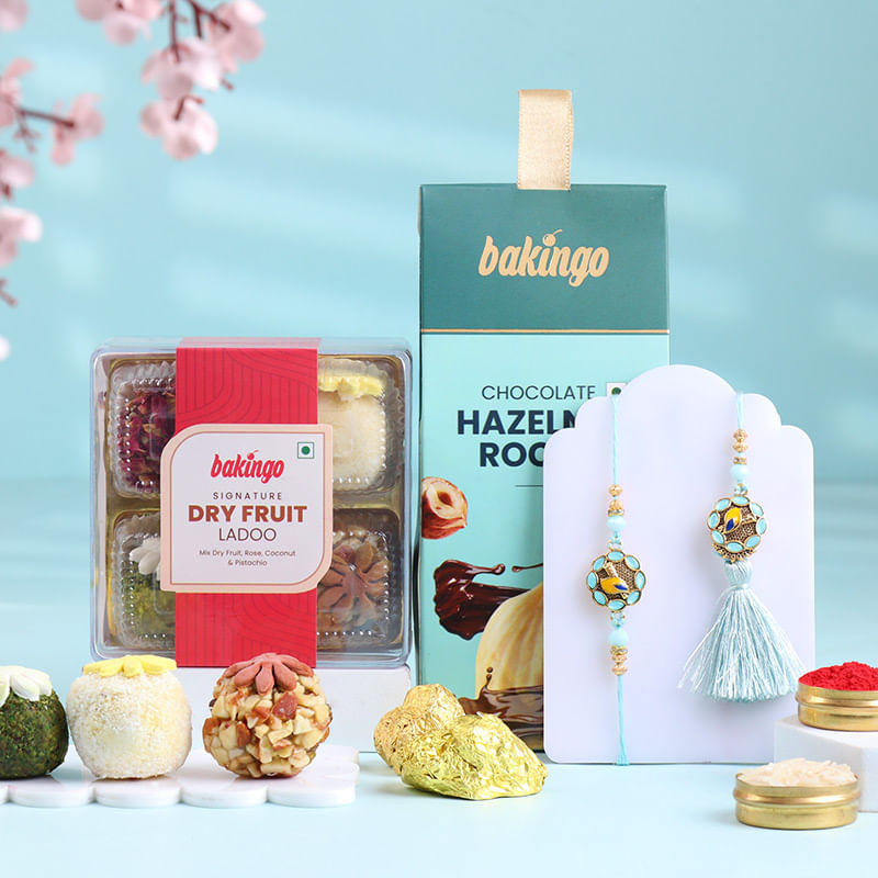Chic Pastel Bhaiya Bhabhi Rakhis With Sweet Treats