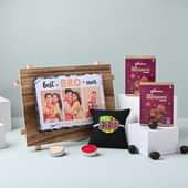 Chill Bro Rakhi with Custom Stone Wooden Tabletop n Choco