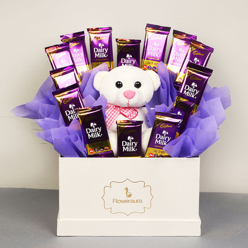 Choco Blush Box Combo Of Dairy Milk And Teddy