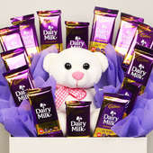 Best Choco Blush Box Combo Of 14 Dairy Milk And Teddy