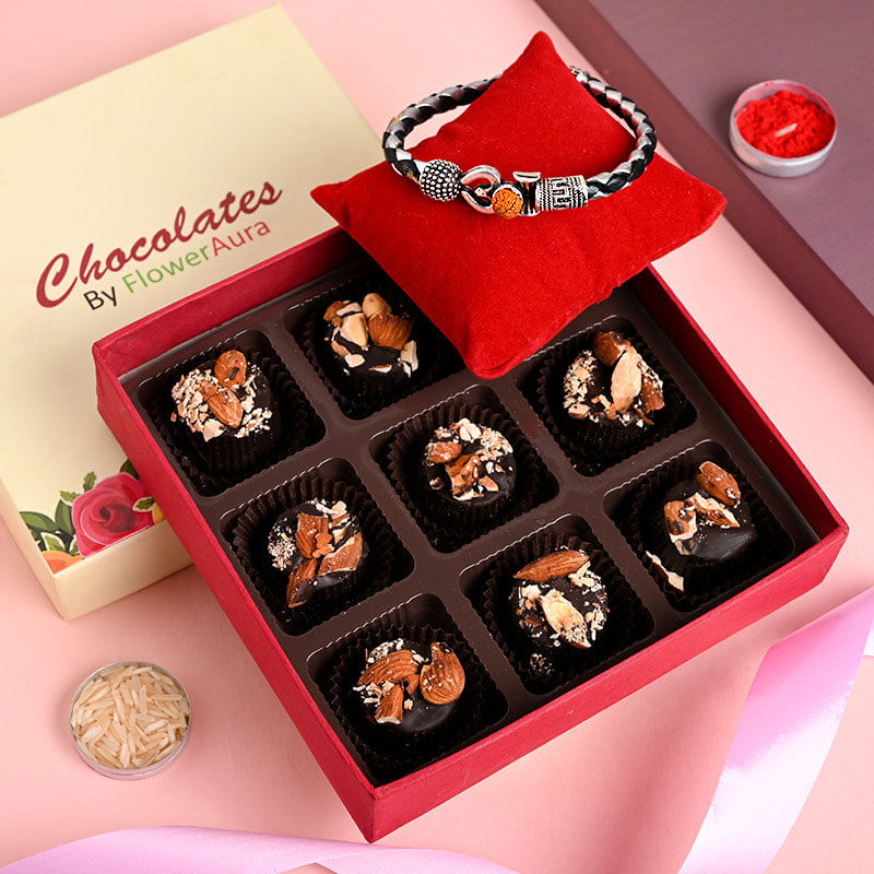 Choco Box N Shiva Rudraksha Kada Rakhi