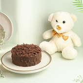 Choco Cake N Golden Heart Teddy Combo