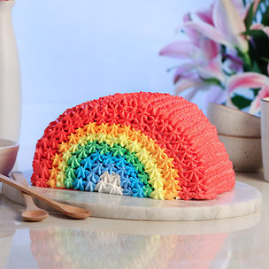 Chocolate Cake Layered in Rainbow Colors