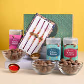 Send Choco Dry Fruits With Fengshui Rakhis to UK Online