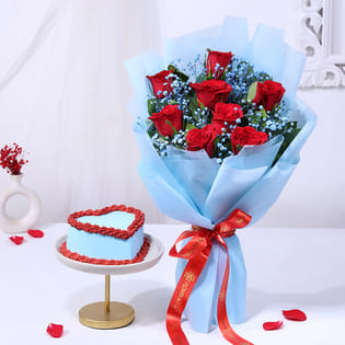 Choco Heart Cake With Roses