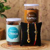 Choco N Coffee Cookie Rakhi Combo - Bhaiya bhabhi Rakhi