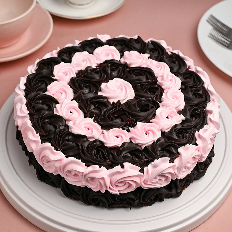 Choco Pink Swirl Cake for Anniversary