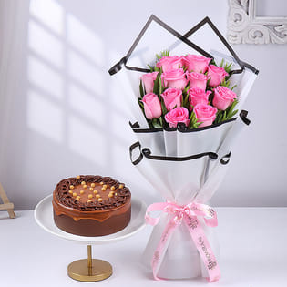 Choco Scotch Cake With Roses