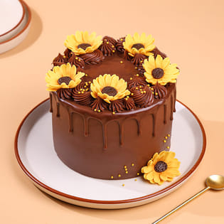 Choco Sunflower Drip Cake