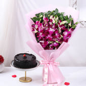 Choco Truffle Cake N Orchid Bouquet Combo