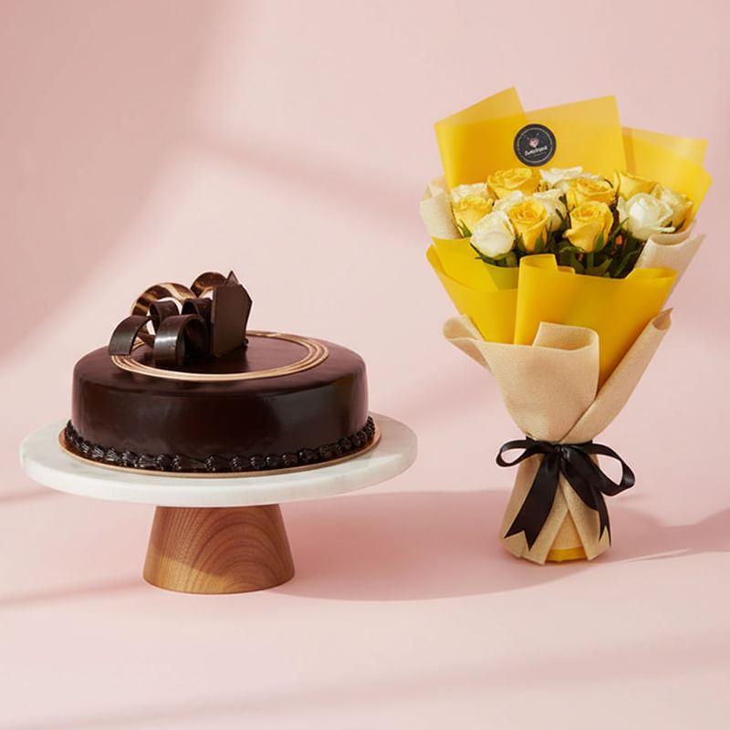Choco Truffle Cake N Rose Medley Combo