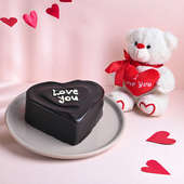 Choco Truffle Heart Cake N Teddy Valentine Duo