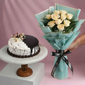 Choco Vanilla Cake With Serene White Roses
