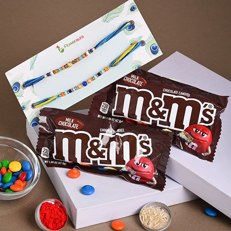 Set of 2 Beaded Rakhi with Chocolate 