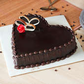 Dark Chocolate Heart Cake - Top View