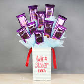 Chocolate Bouquet for Sis - 10 Dairy Milk Silk Chocolates in Chocolate Box for Sister