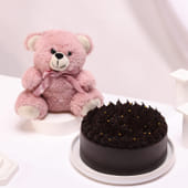 Chocolate Cake N Teddy Bear Combo